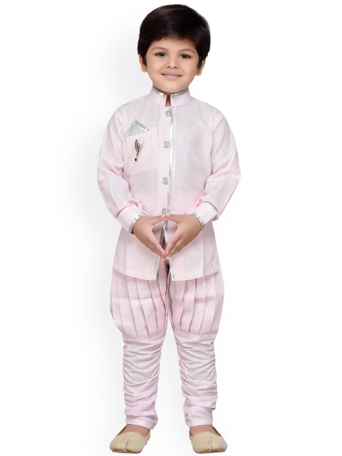 

Aj DEZInES Boys Pink Solid Kurta Set