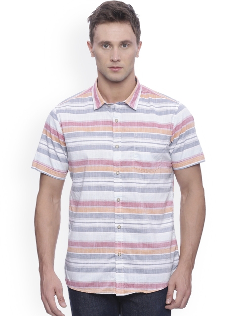 

People Men Multicoloured Slim Fit Striped Casual Shirt, Multi