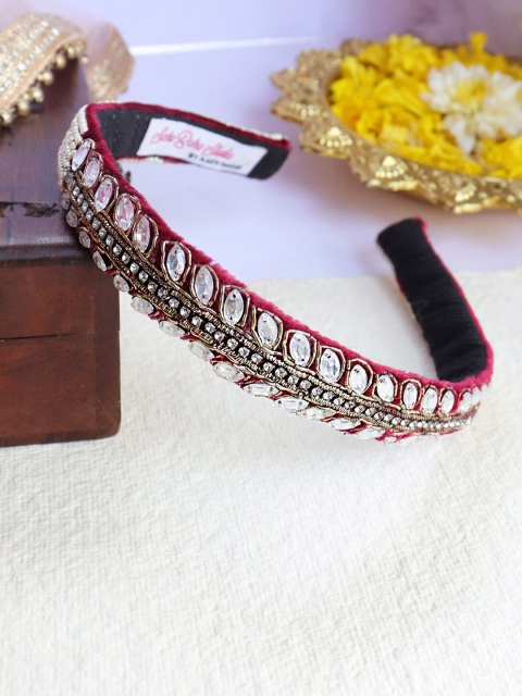 

Soho Boho Studio Women Red & White Embellished Hairband