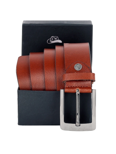 

Leather World Men Tan Textured Leather Formal Belt