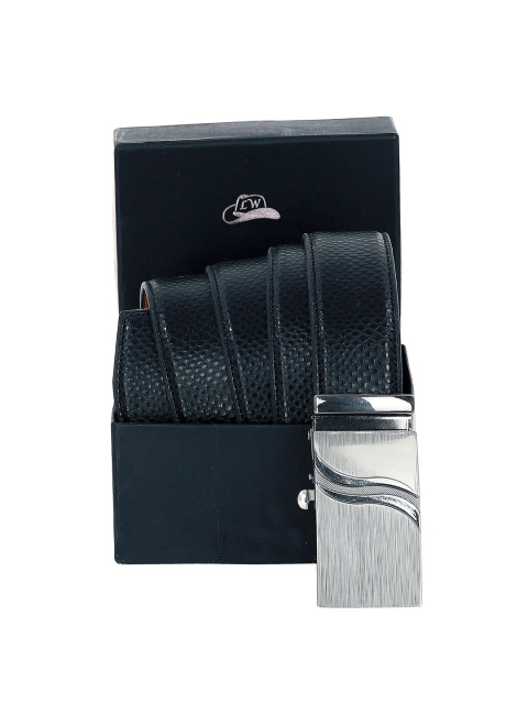

Leather World Men Black Textured Leather Formal Belt