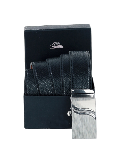 

Leather World Men Black Textured Leather Formal Belt