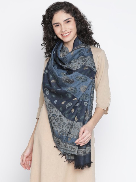 

SHINGORA Women Blue & Beige Woven Design Stole