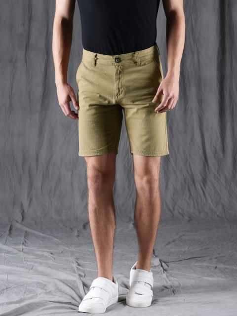 

WROGN Men Khaki Solid Slim Fit Chino Shorts