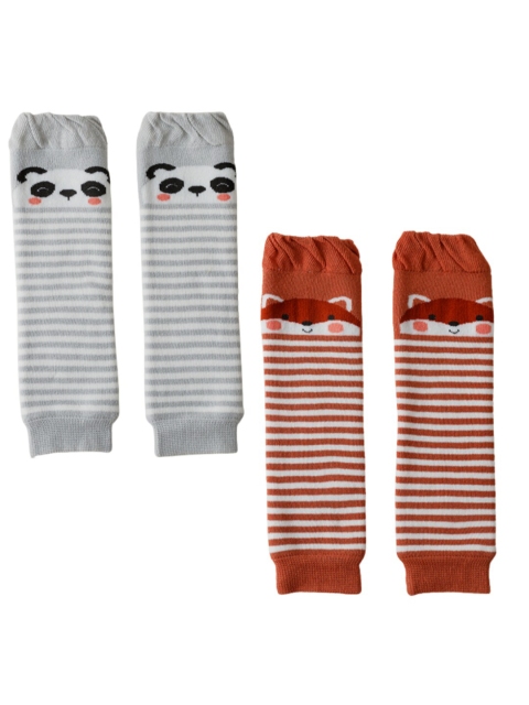 

iSWEVEN Kids Pack of 2 Brown & Grey Patterned Cotton Above Knee Socks