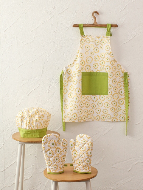 

House This Printed Apron With Hat & Gloves, Yellow