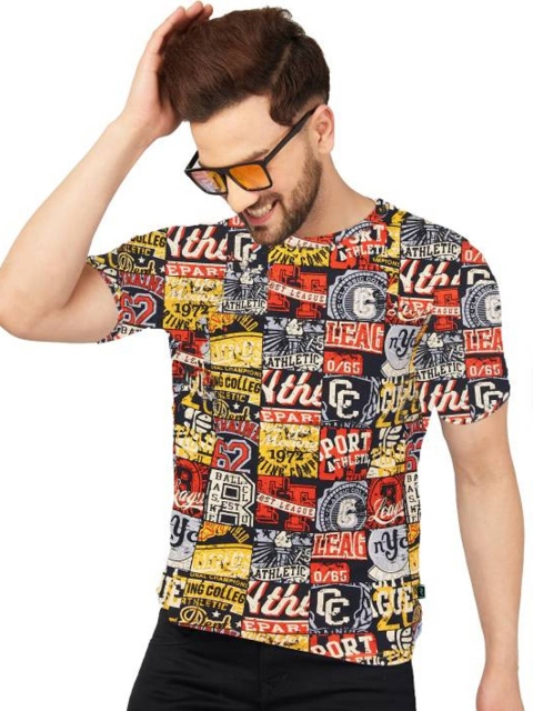 

Rodzen Men Multicoloured Typography Printed Pure Cotton T-shirt, Multi