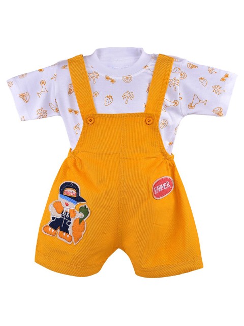 

Wish Karo Boys Yellow & White Printed Dungaree