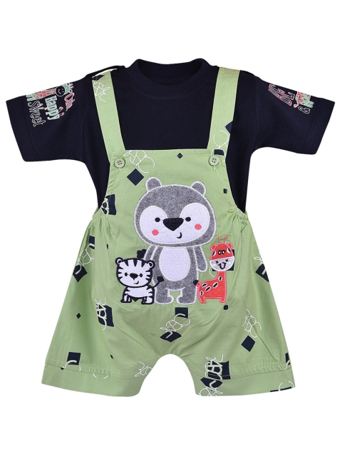 

Wish Karo Boys Green & Black Printed Dungaree