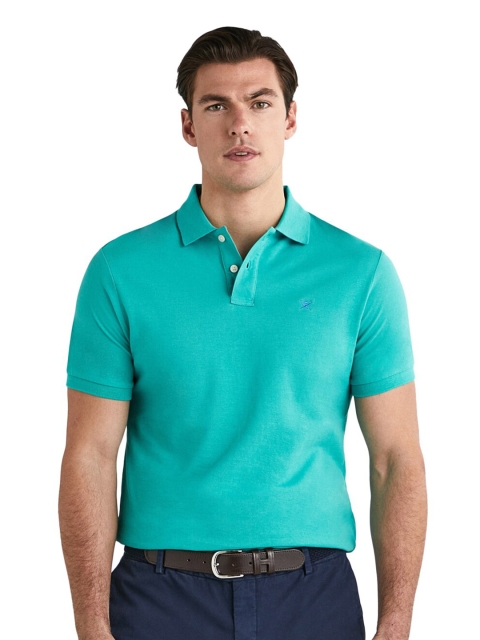 

HACKETT LONDON Men Blue Polo Collar Pure Cotton T-shirt
