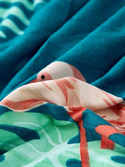 

HOUSE OF QUIRK Green & Teal Flamingo Printed 2-Seater Sofa Covers