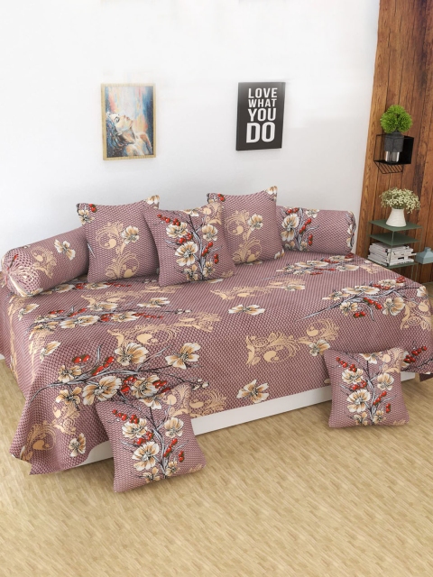 

MODEFE Set Of 8 Brown Printed Cotton Diwan Set