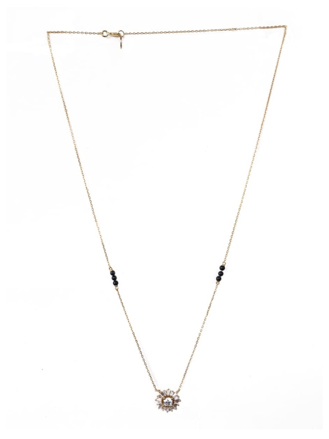 

PALMONAS 18k Gold-Plated Black & White Diamond Studded & Beaded Mangalsutra
