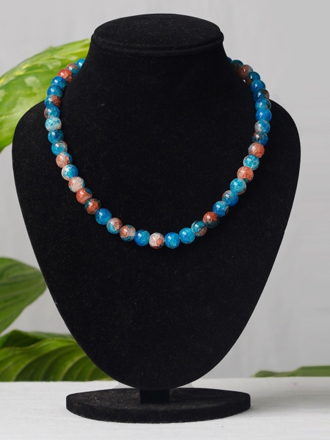 

Unnati Silks Women Blue & Coral Gold-Plated Amravati Ocean Beads Necklace