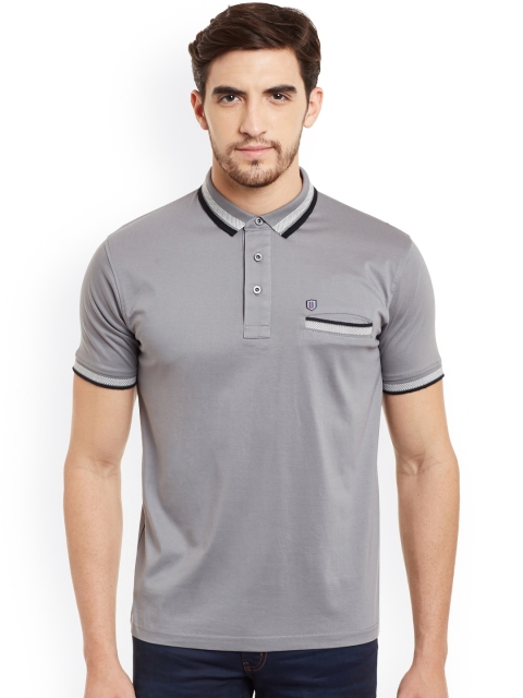

Duke Men Grey Solid Polo Collar T-shirt