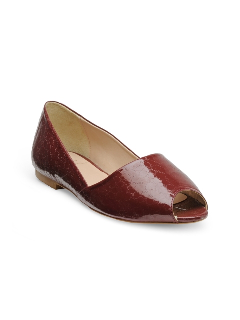 

Carlton London Women Maroon Textured Ballerinas