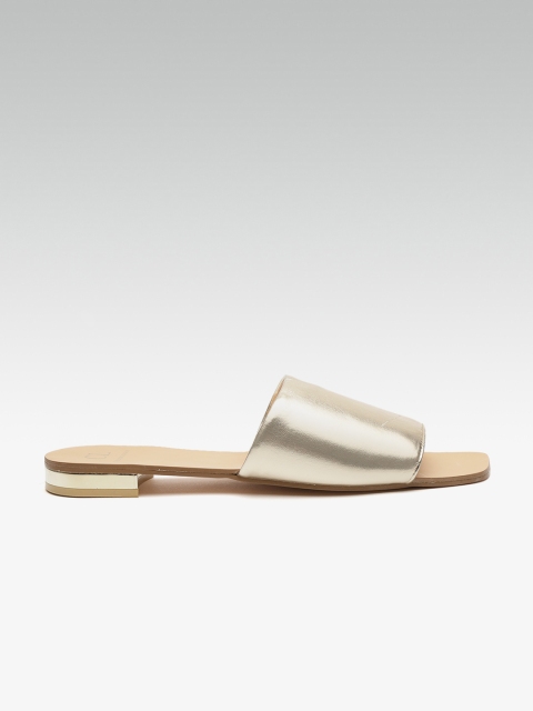 

Carlton London Women Gold-Toned Solid Open Toe Flats