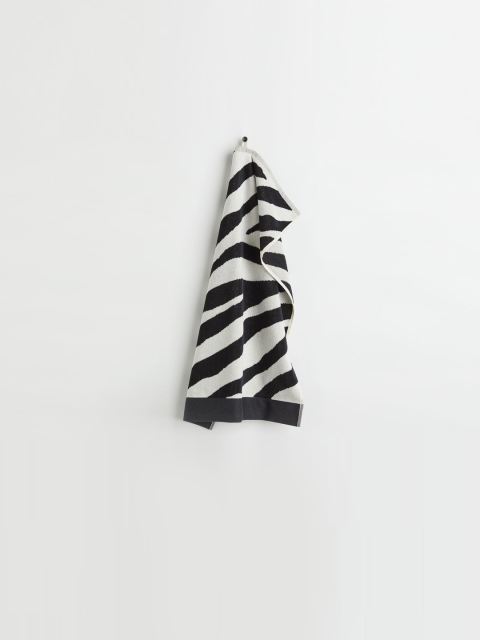 

H&M Black & White Zebra-Patterned 210 GSM Pure Cotton Towels, Multi