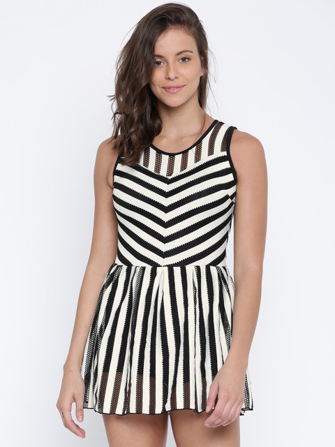 

Heart 2 Heart White & Black Striped Swimming Dress SW11042BEYOW