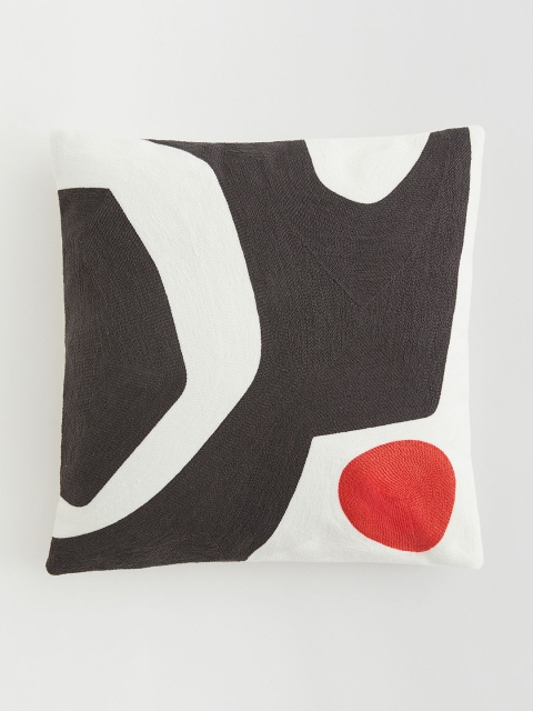 

H&M Grey & White Embroidered Cushion Cover