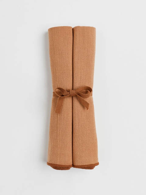 

H&M Set Of 2 Solid Cotton-Linen Napkins, Beige