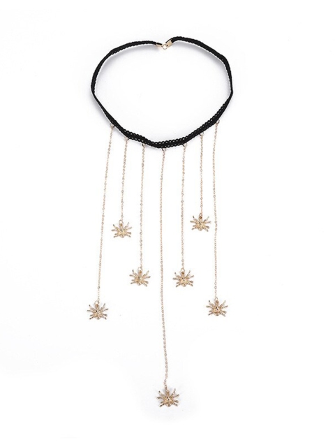 

FemNmas Gold-Toned & Black Gold-Plated Body Chain