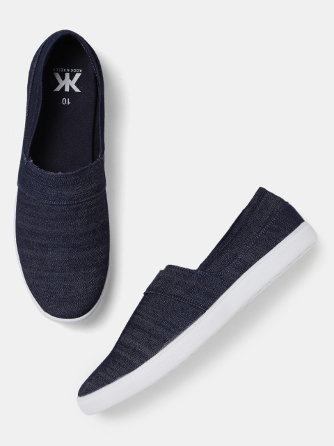 

Kook N Keech Men Navy Denim Slip-On Sneakers, Navy blue
