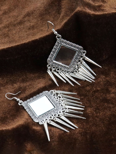 

Krelin Silver & Brass-Plated Oxidized Drop Earrings