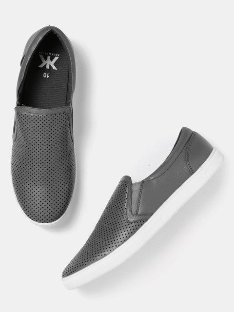 

Kook N Keech Men Grey Perforated Slip-On Sneakers