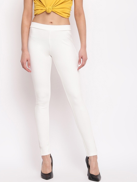 

Marvel Women White Solid Jeggings