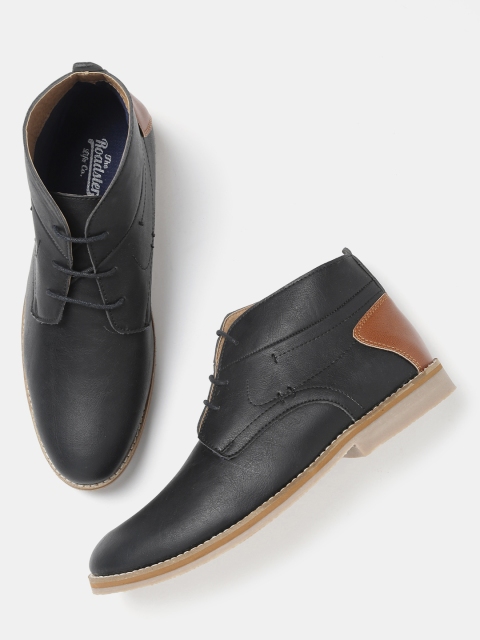

Roadster Men Black Solid Mid-Top Derbys