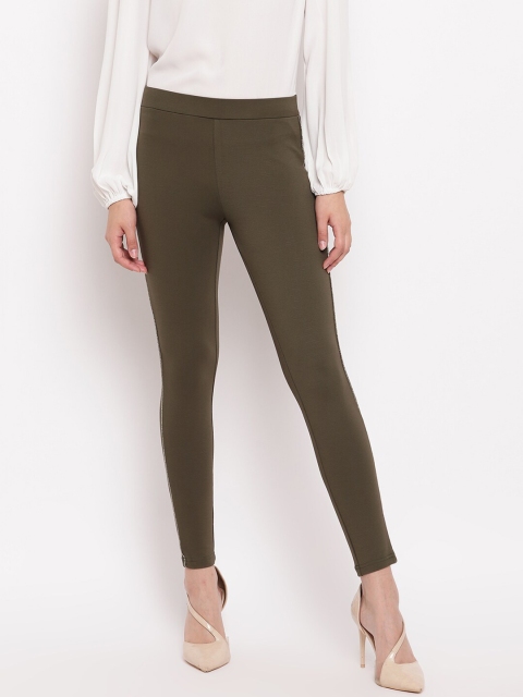 

Marvel Women Olive Green Solid Jeggings