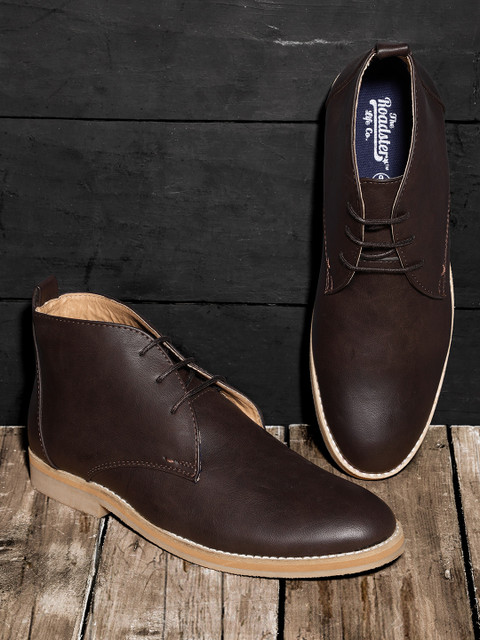 

Roadster Men Brown Solid Mid-Top Flat Boots