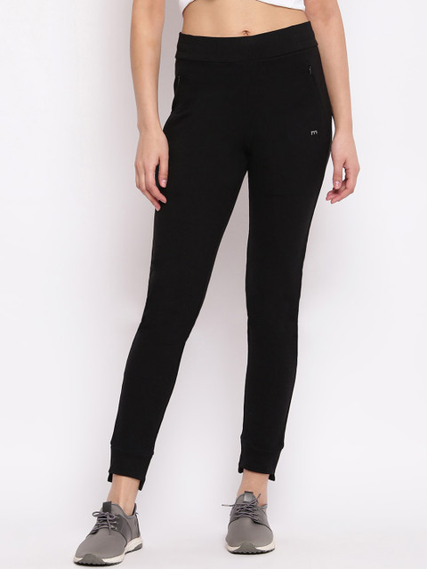 

Marvel Women Black Soild Ribbed Track Pants