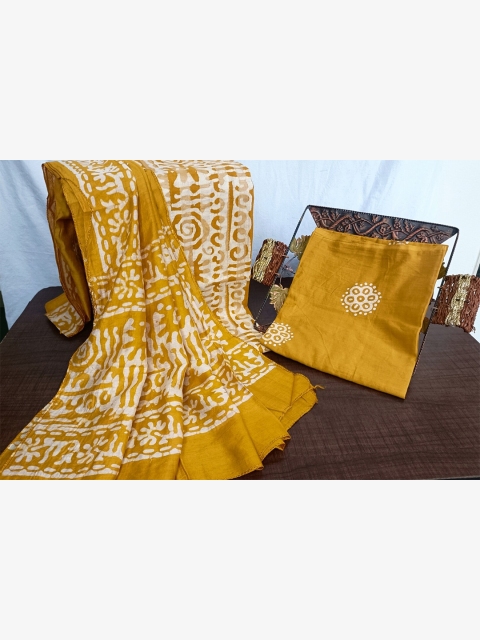 

SALWAR STUDIO Yellow & White Printed Pure Cotton Unstitched Dress Material