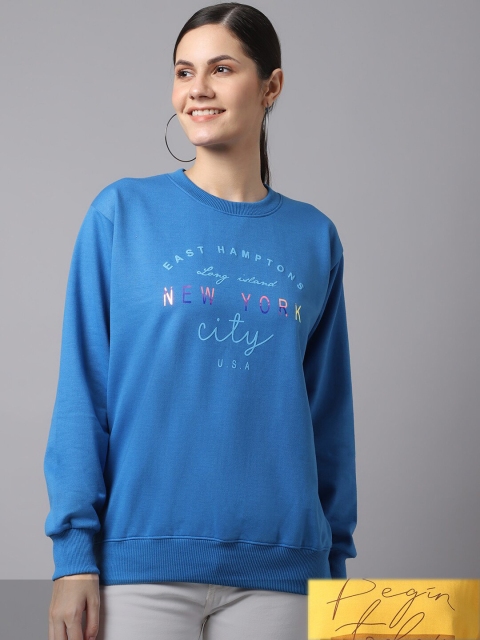 

VIMAL JONNEY Pack OF 2 Women Blue & Yellow Printed Sweatshirt