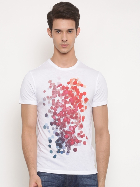 Peter England Casuals Men White Printed Round Neck T-shirt available at myntra for Rs.440