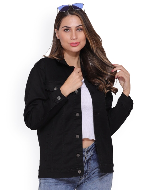 

Mad Over Print Women Black Denim Jacket