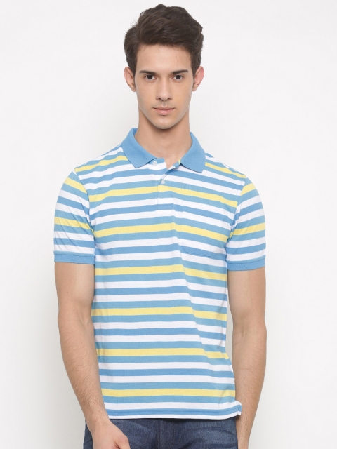 

Peter England Men Blue & White Striped Polo T-shirt