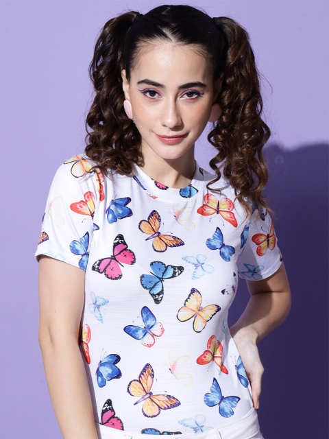 

Darzi Women White & Blue Printed Top