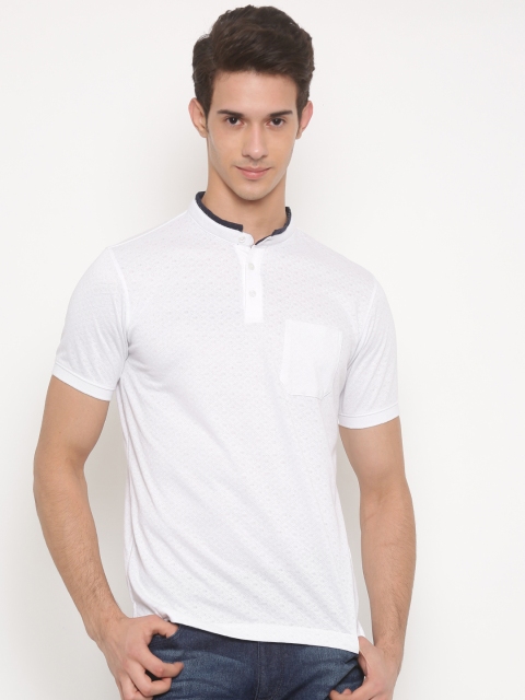 

Peter England Men White Self-Designed Polo T-shirt