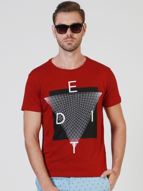 

Solly Sport by Allen Solly Men Maroon Printed Slim Fit T-shirt