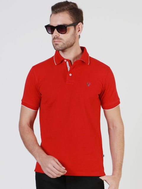 

Solly Sport by Allen Solly Men Red Solid Polo Collar Slim Fit T-shirt