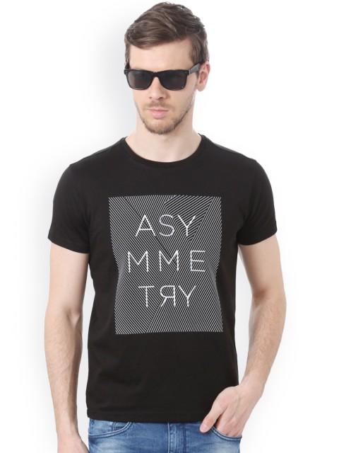 Solly Sport by Allen Solly Men Black Printed Round Neck Slim Fit T-shirt