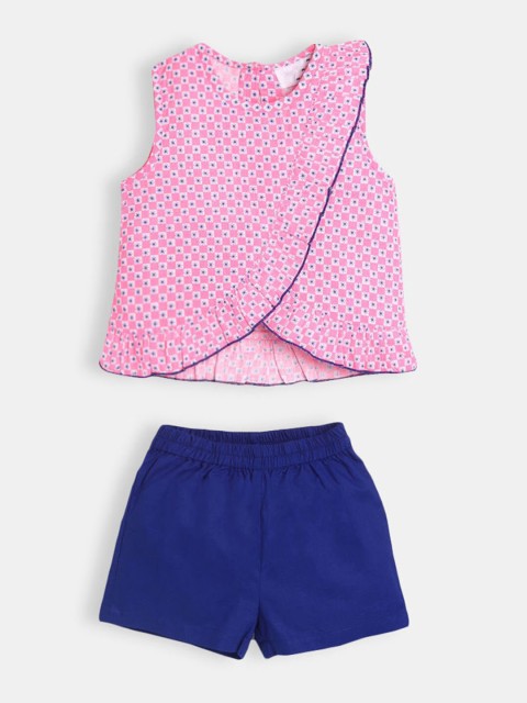 

Hopscotch Girls Blue & Pink Printed Top with Shorts