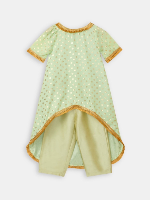 

Hopscotch Girls Sea Green Ethnic Motifs Printed Kurta with Trousers