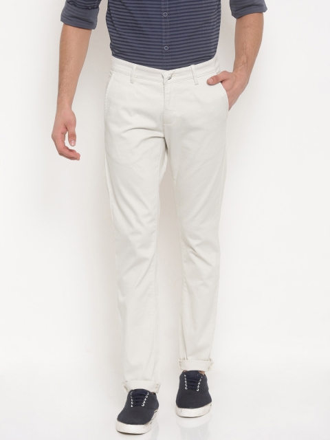 

Allen Solly Men Cream-Coloured Smart Slim Fit Solid Regular Trousers