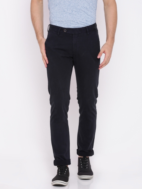 

Allen Solly Men Navy Smart Slim Fit Solid Chinos, Navy blue