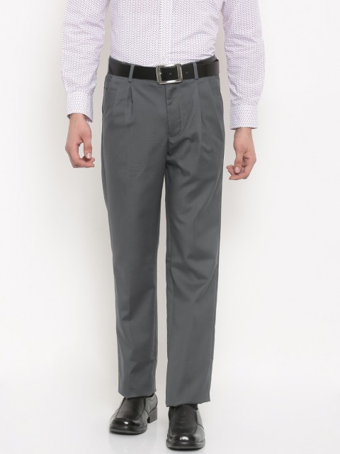 

Allen Solly Men Grey Regular Fit Solid Formal Trousers
