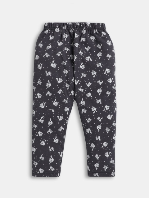 

Hopscotch Girls Grey Printed Cotton Ankle-Length Leggings